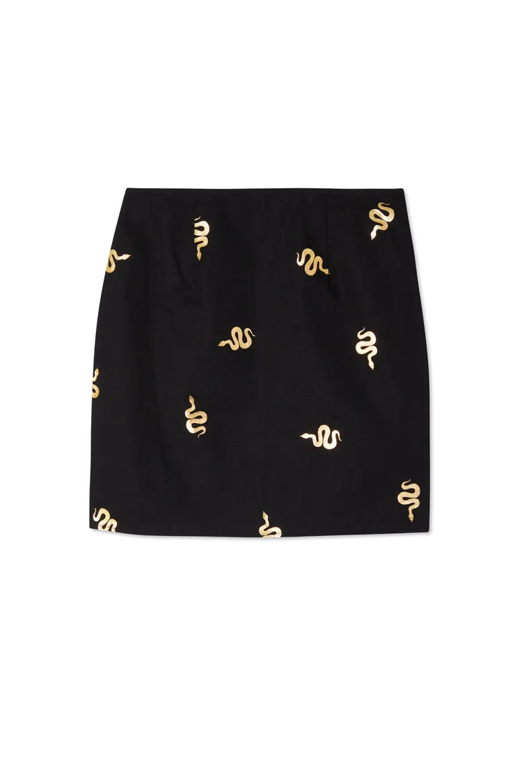 Black Snake Mini Wrap Skirt 